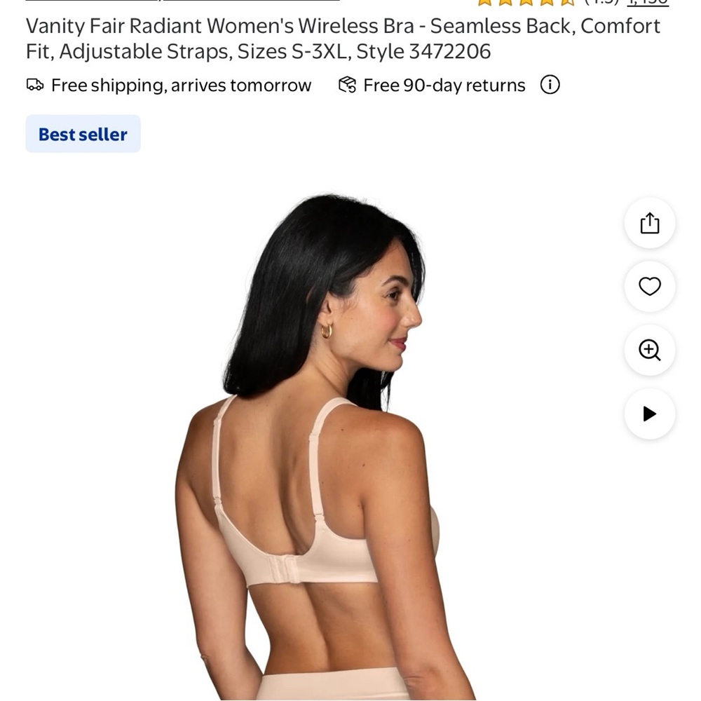 NWT Vanity Fair Radiant Women’s Wireless Comfort Bra - Black & Beige SZ Large - Picture 7 of 10